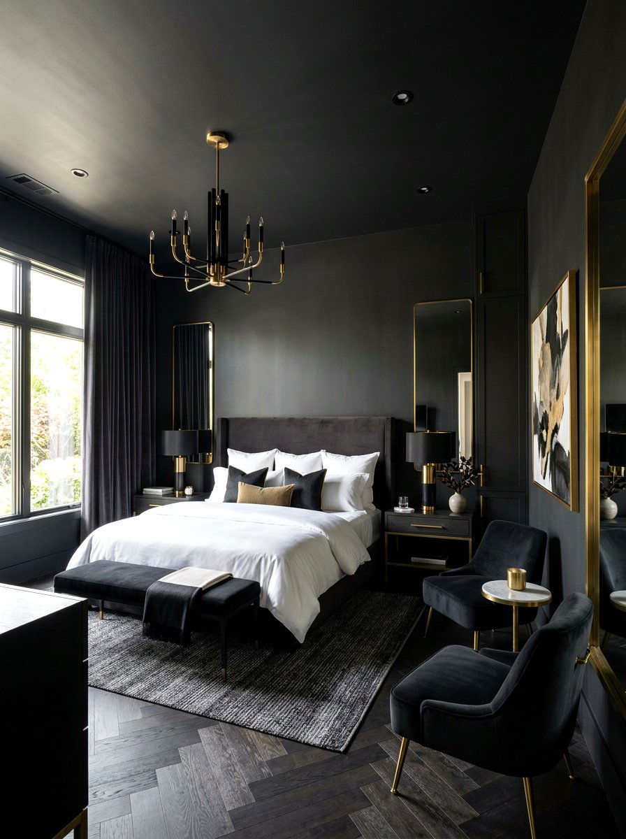 Charcoal Black Guest Suite - 30 color drenched small room ideas