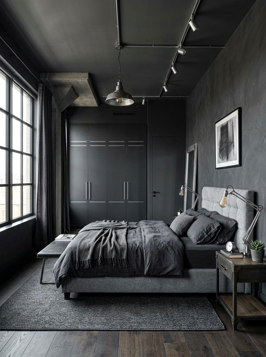 Charcoal Gray Bedroom - 30 color drenched bedroom ideas