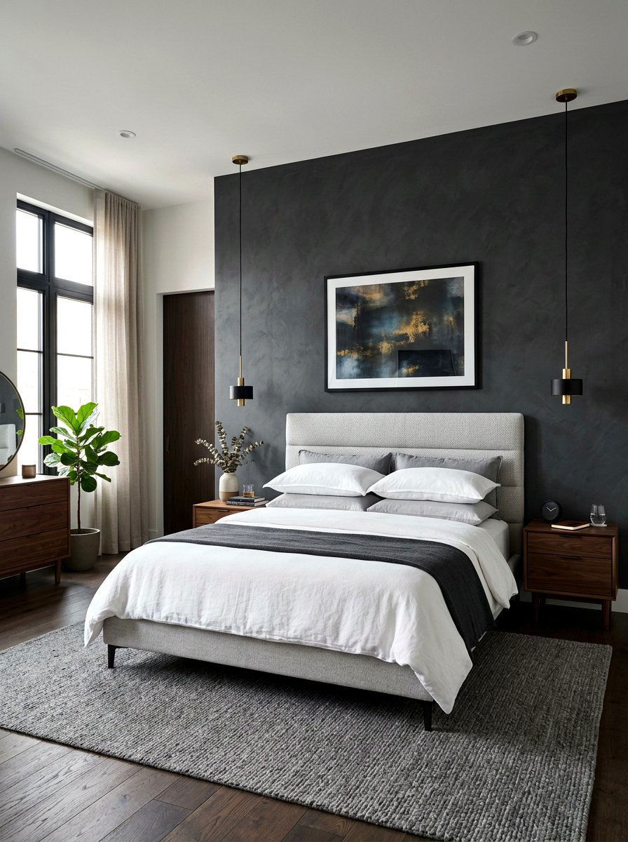 Charcoal Gray Bedroom Wall - 30 elevated bed styling bedroom ideas