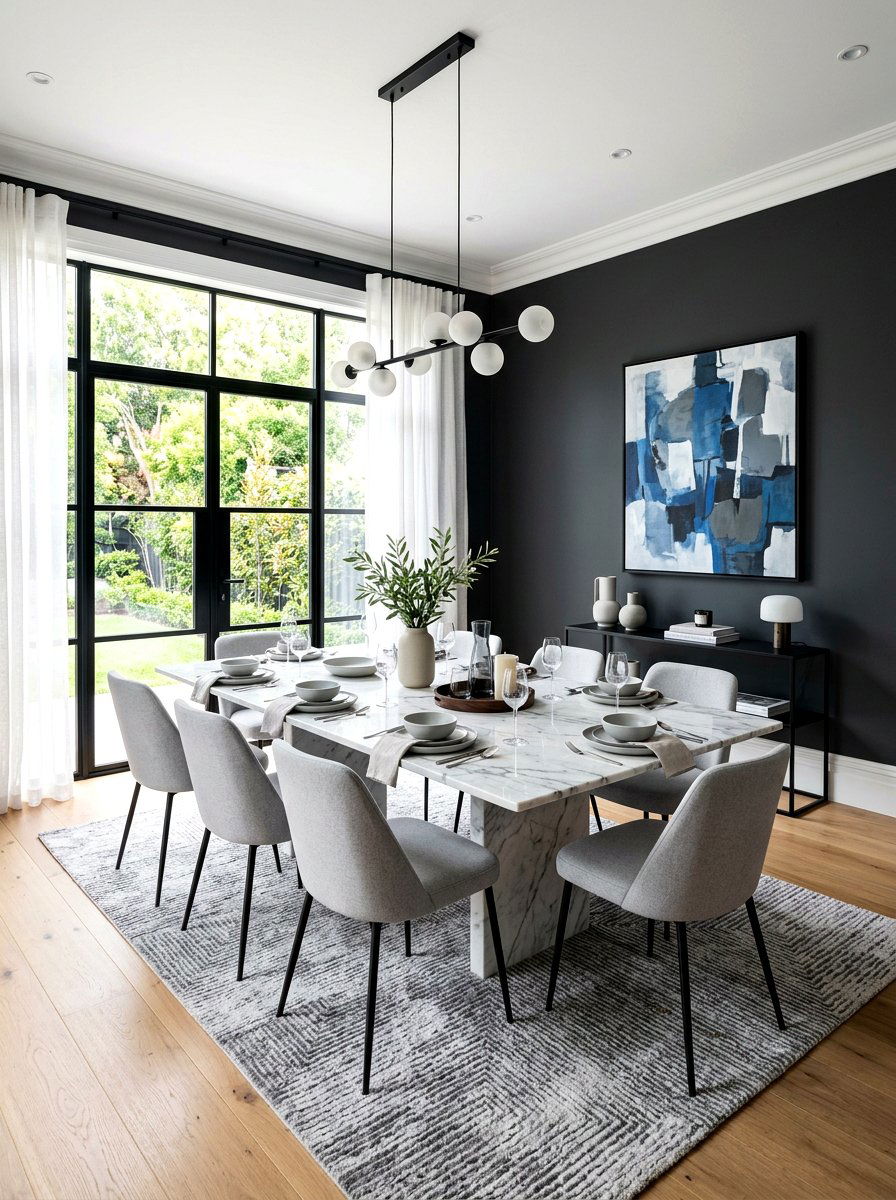 Charcoal Gray Dining Room - 30 saturated dining room ideas
