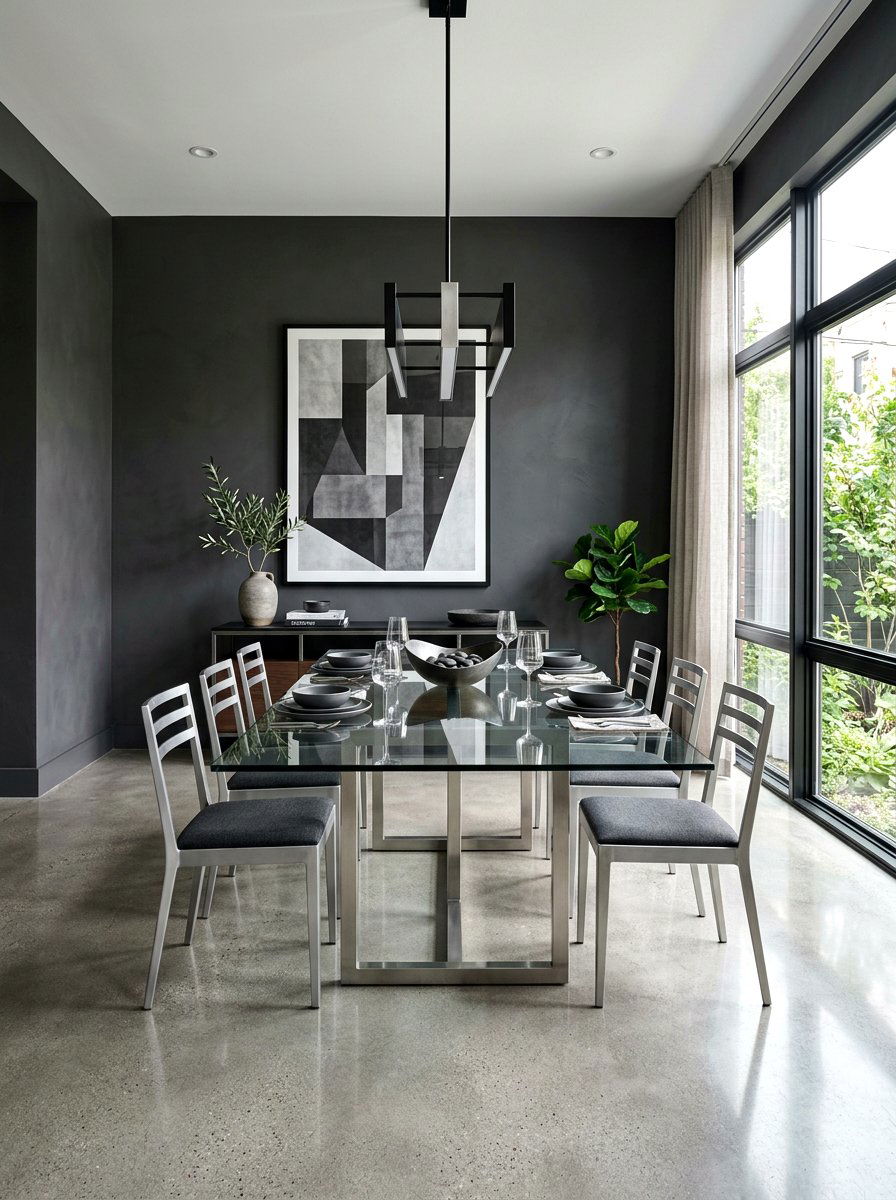 Charcoal Gray Dining Room - 30 dark moody dining room ideas