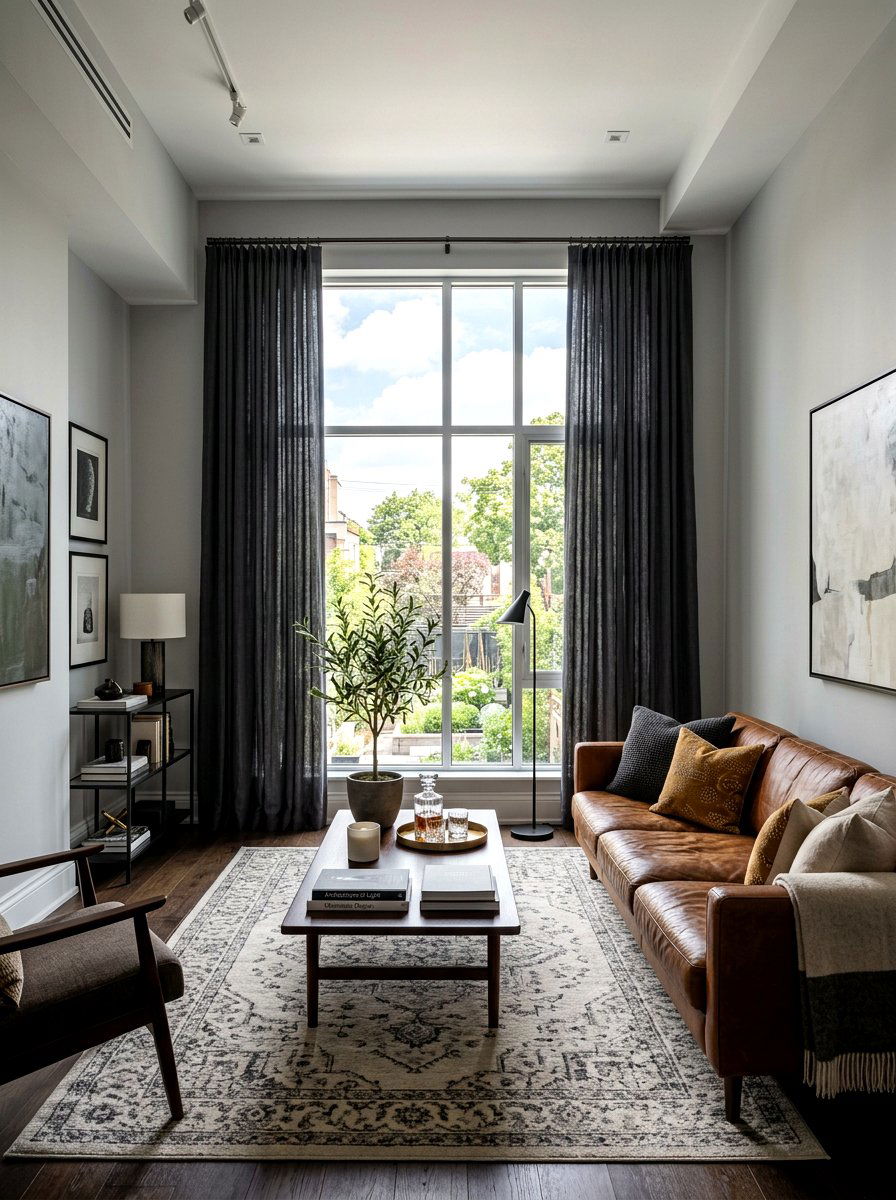 Charcoal Gray Drapes - 30 statement drapes living room ideas