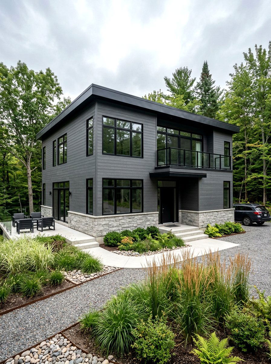Charcoal Gray Fiber Cement - 30 horizontal siding exterior ideas