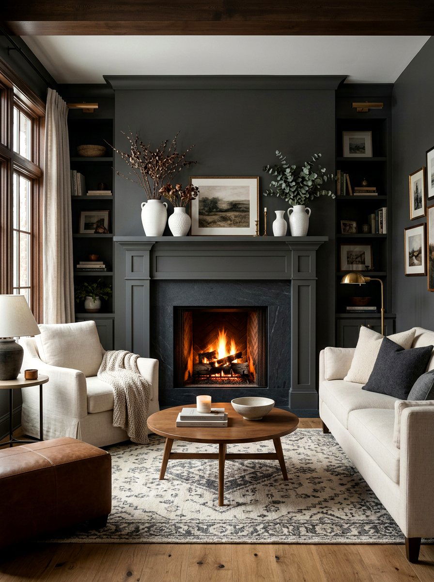 Charcoal Gray Fireplace - 30 fireplace mantel ideas