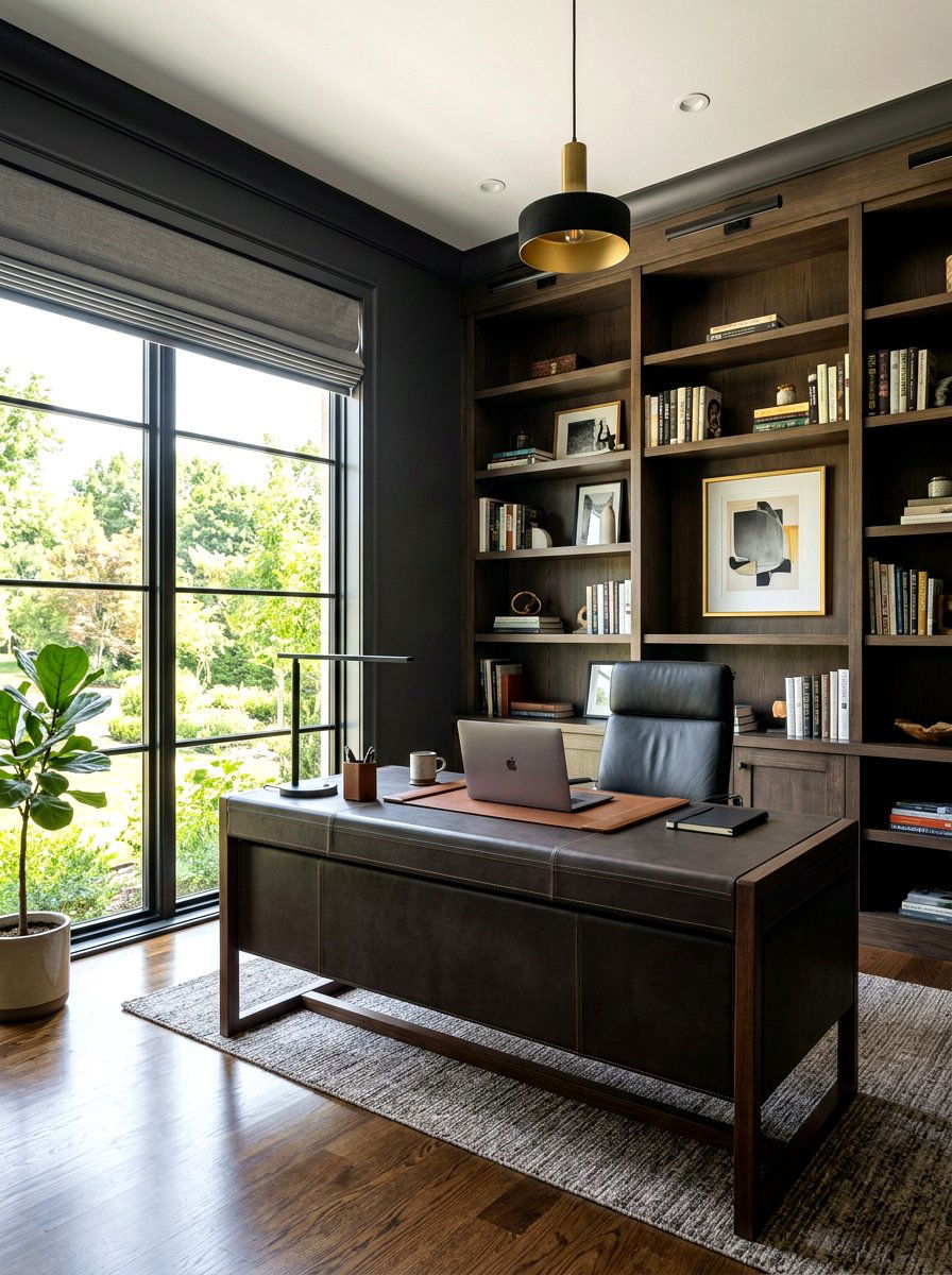 Charcoal Gray Home Office - 30 saturated color room ideas