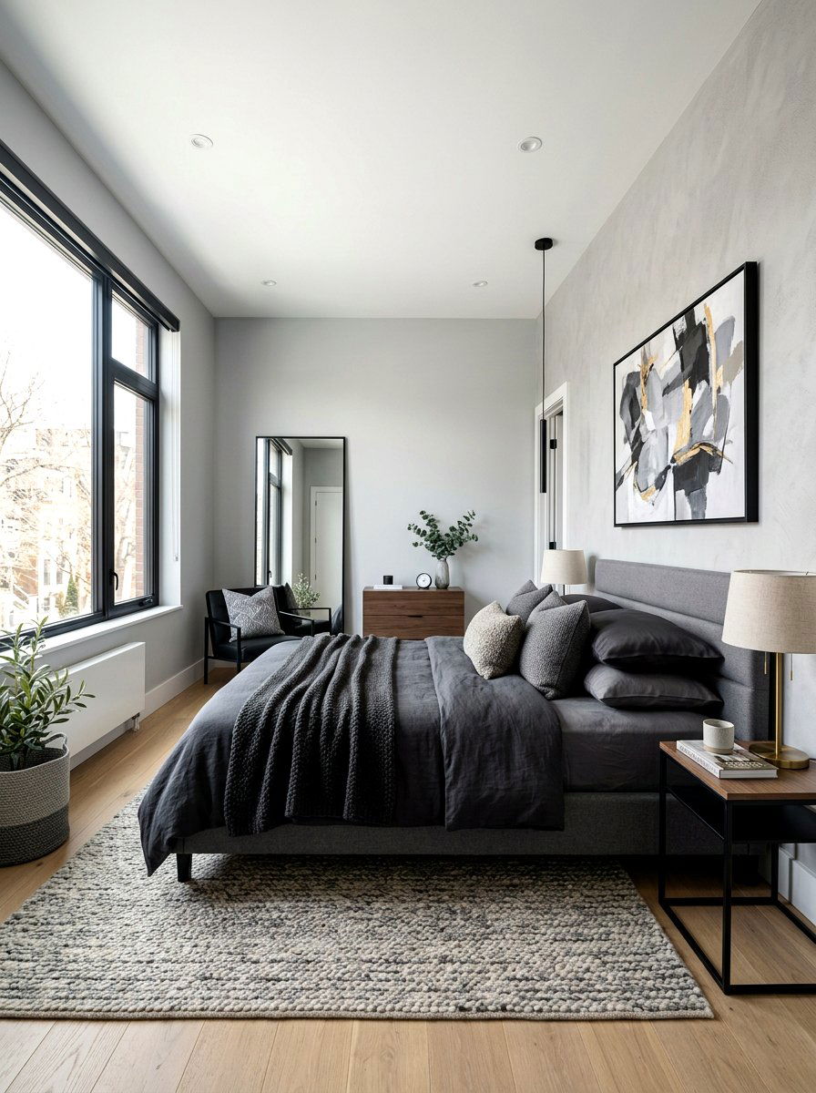 Charcoal Gray Layers - 30 elevated bedscape ideas