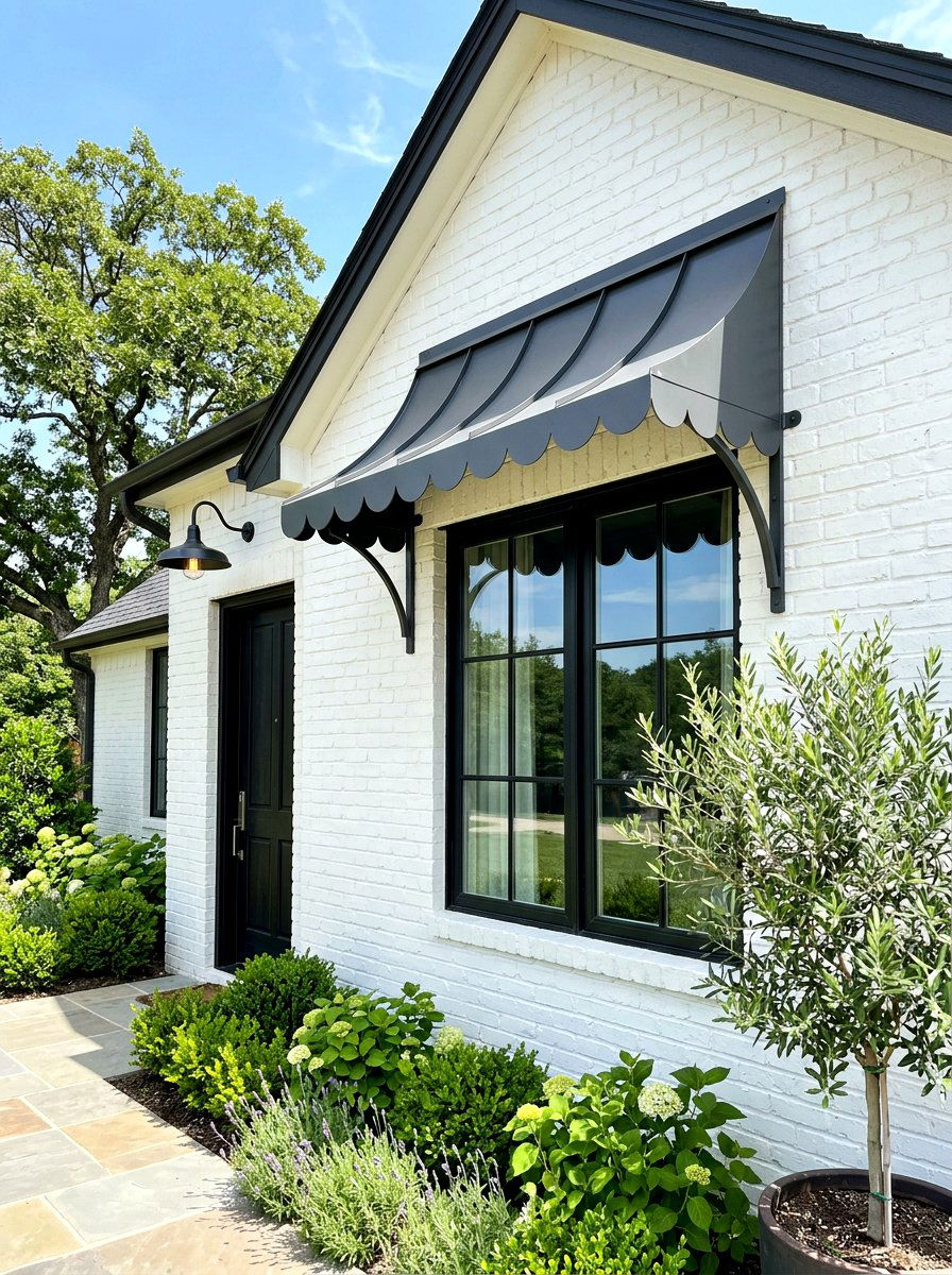 Charcoal Gray Metal Window Awning - 30 scalloped awning ideas