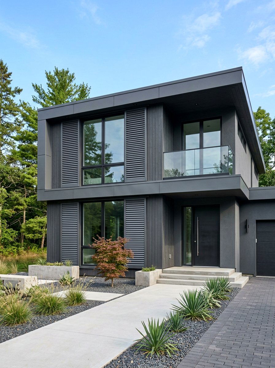 Charcoal Gray Modern Shutters - 30 exterior shutters ideas