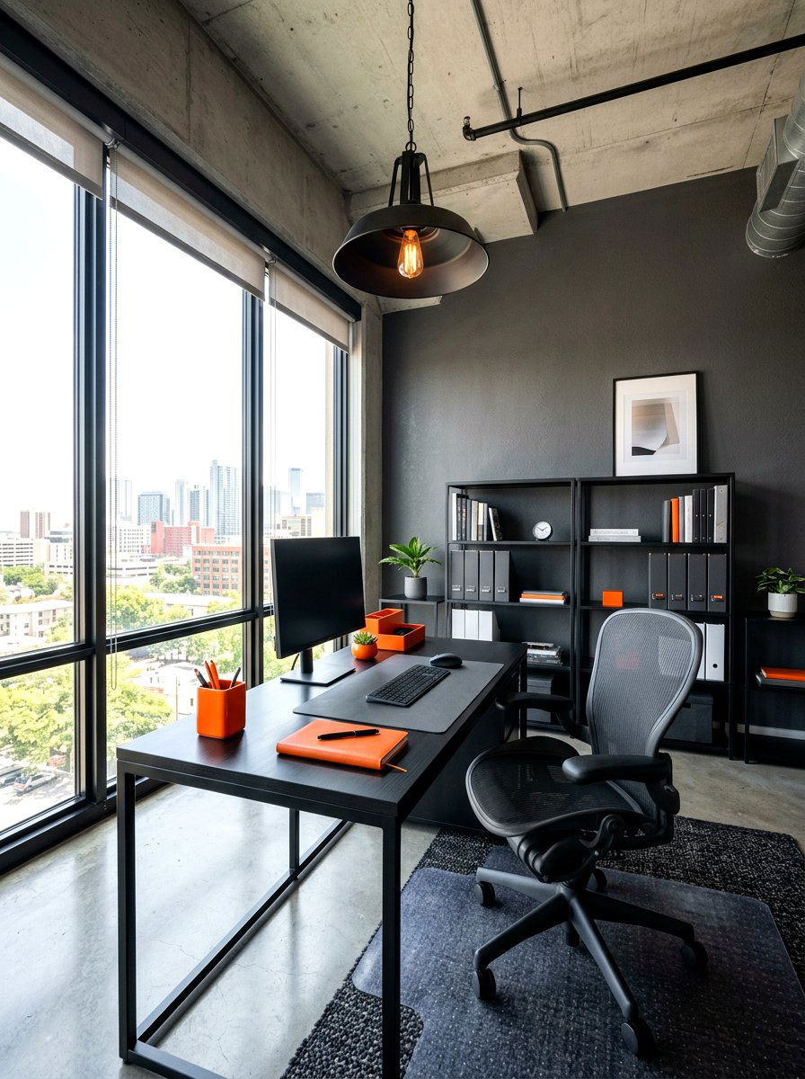 Charcoal Gray Office - 30 office accent paint ideas