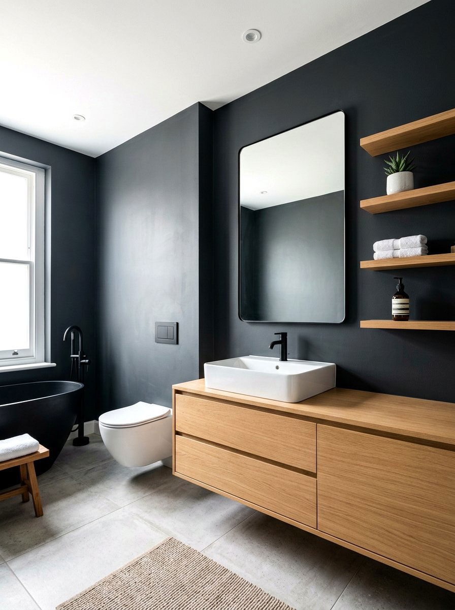 Charcoal Gray Paint - 30 jewel box bath ideas