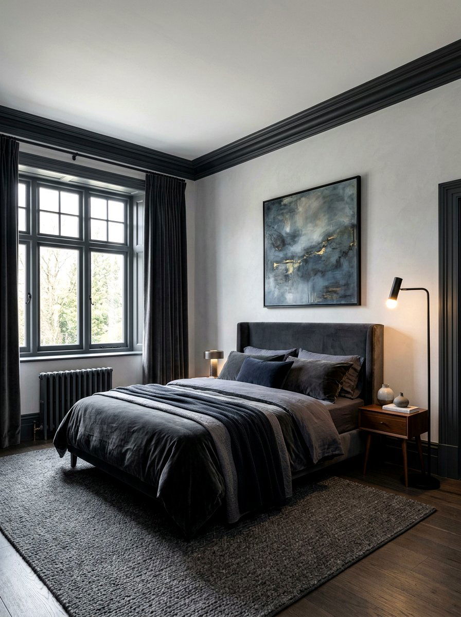 Charcoal Gray Trim Bedroom - 30 painted trim bedroom ideas