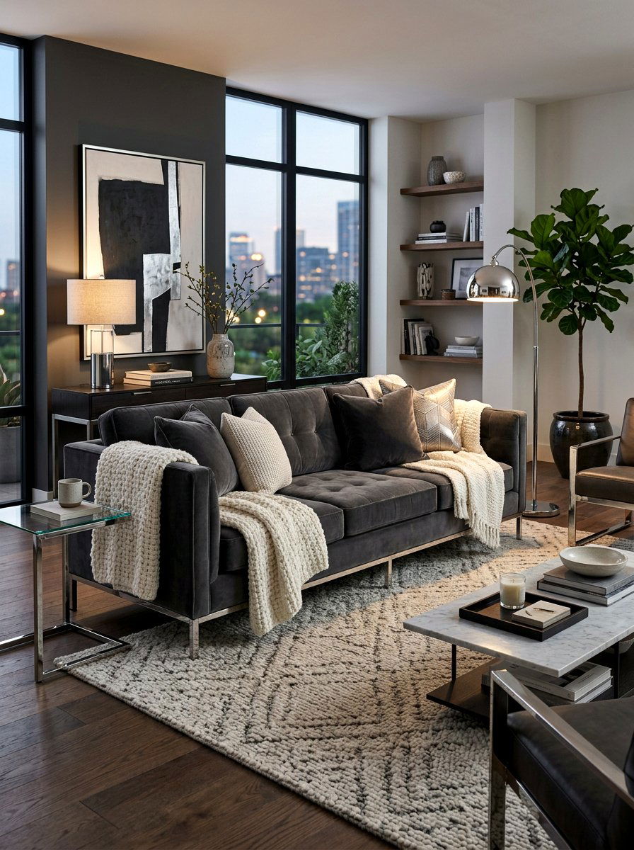 Charcoal Gray Velvet Sofa - 30 velvet sofa ideas