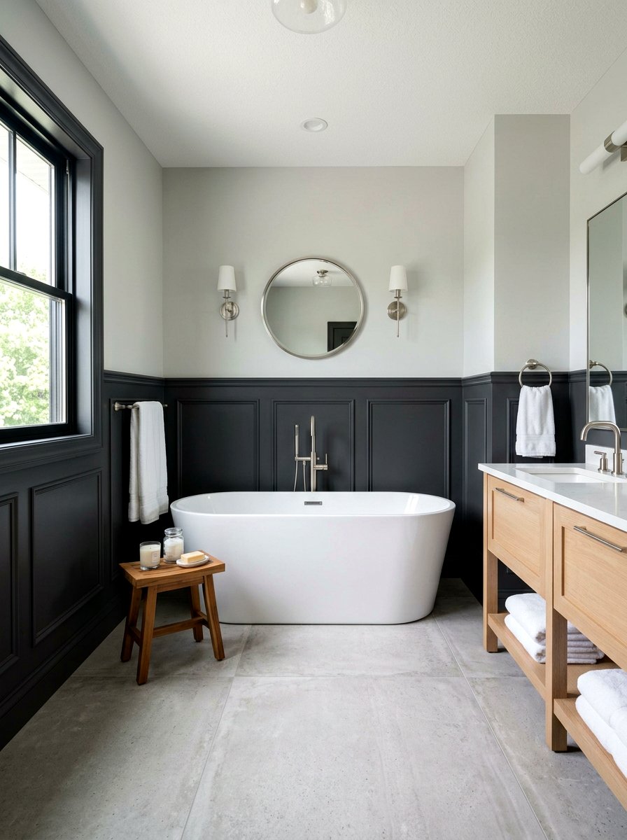 Charcoal Gray Wainscoting Bathroom - 30 panel molding bathroom ideas