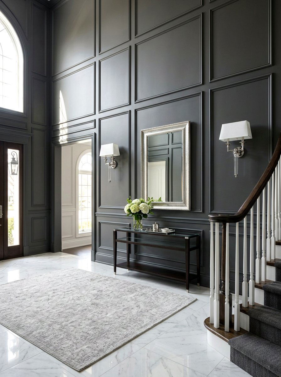 Charcoal Gray Wall Molding - 30 trim drenched foyer ideas