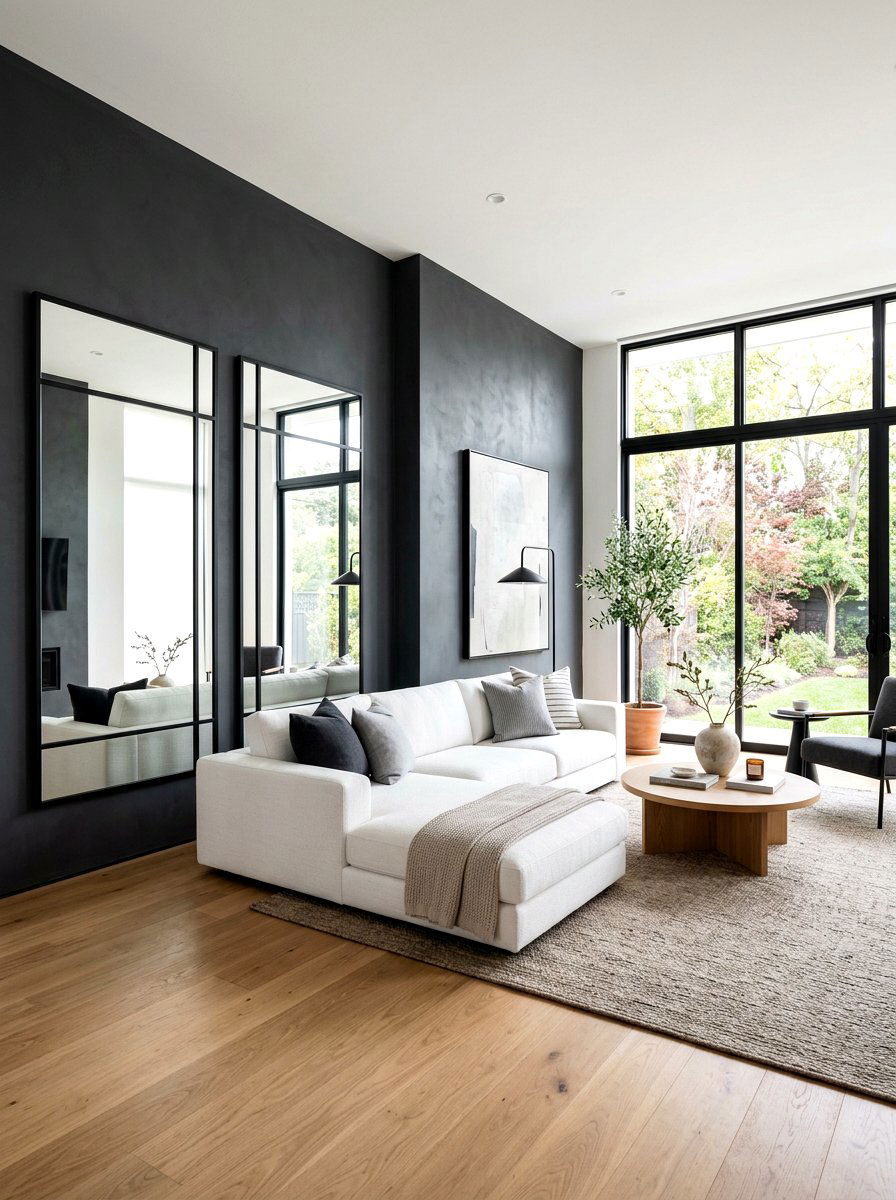 Charcoal Gray Walls - 30 moody hotel lobby living room ideas