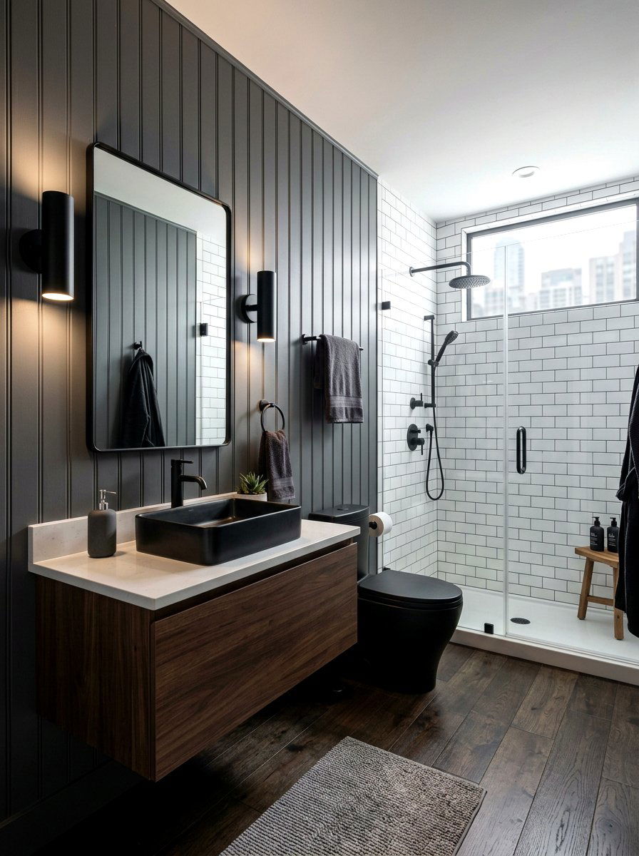 Charcoal Grey Beadboard Bathroom - 30 beadboard bathroom ideas