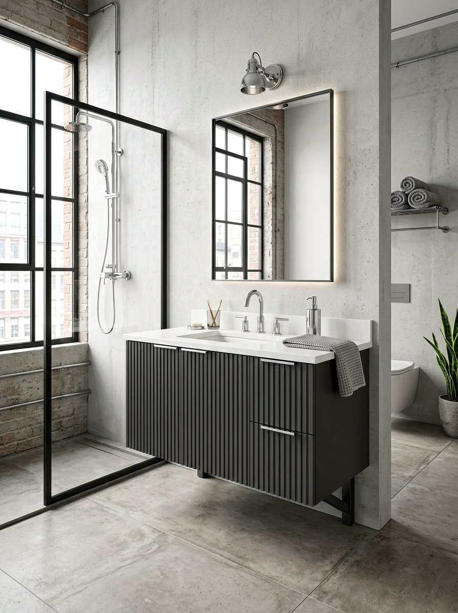 Charcoal Grey Fluted Vanity - 30 fluted vanity ideas