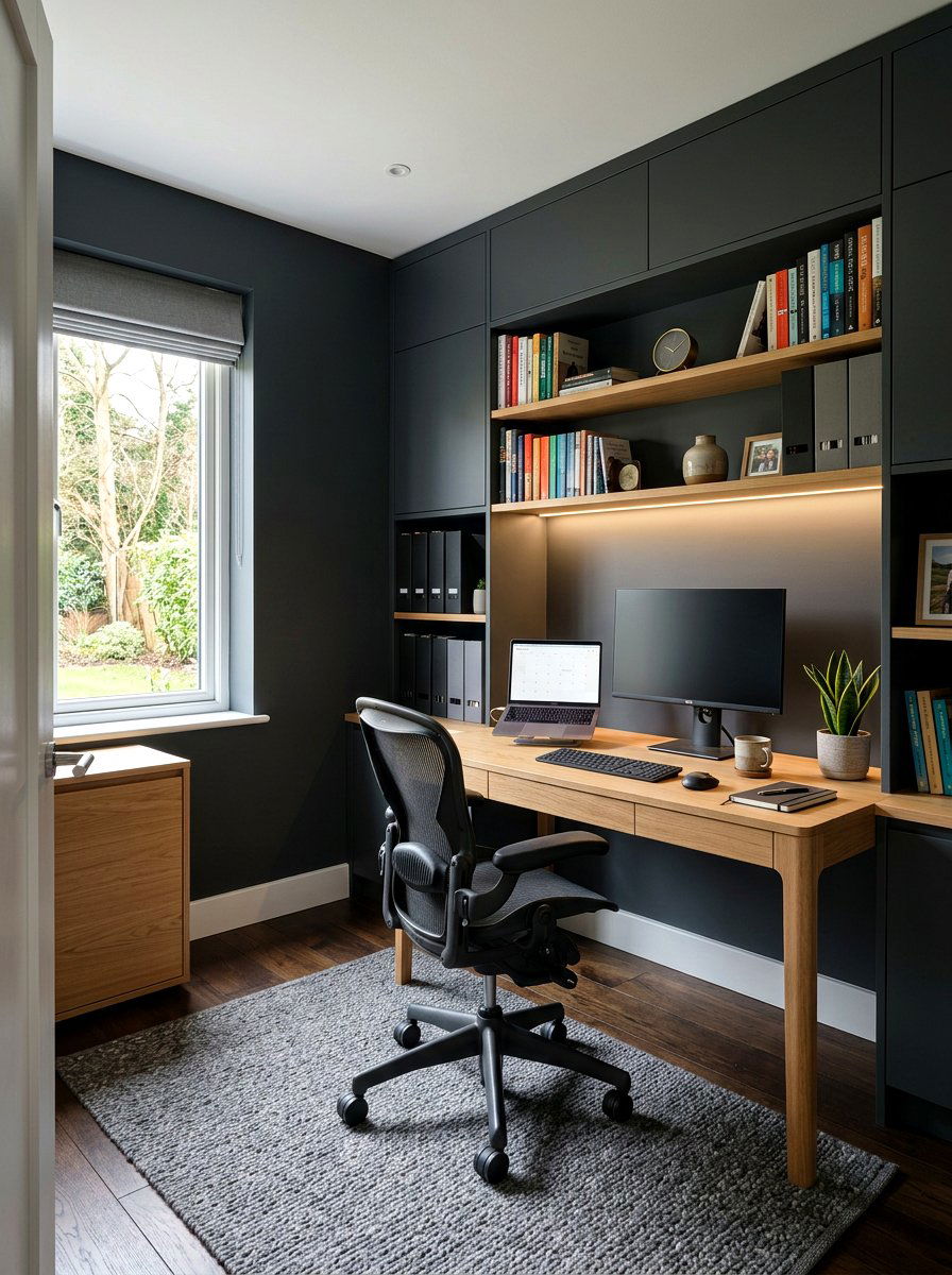 Charcoal Grey Home Office - 30 small room big color ideas