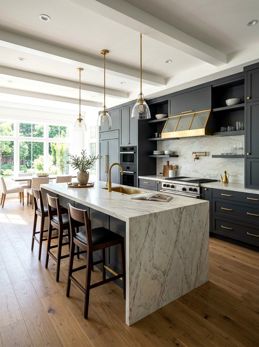 Charcoal Grey Kitchen Brass Hardware - 30 brass kitchen hardware ideas