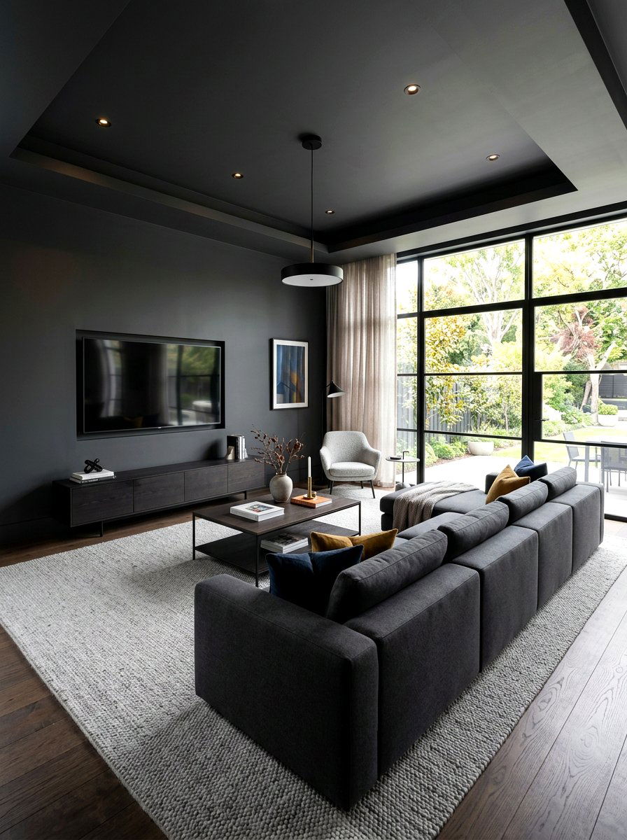 Charcoal Grey Living Room - 30 moody lounge room ideas