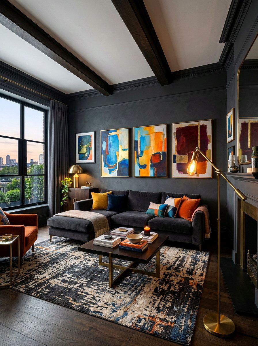 Charcoal Grey Lounge - 30 old money lounge ideas