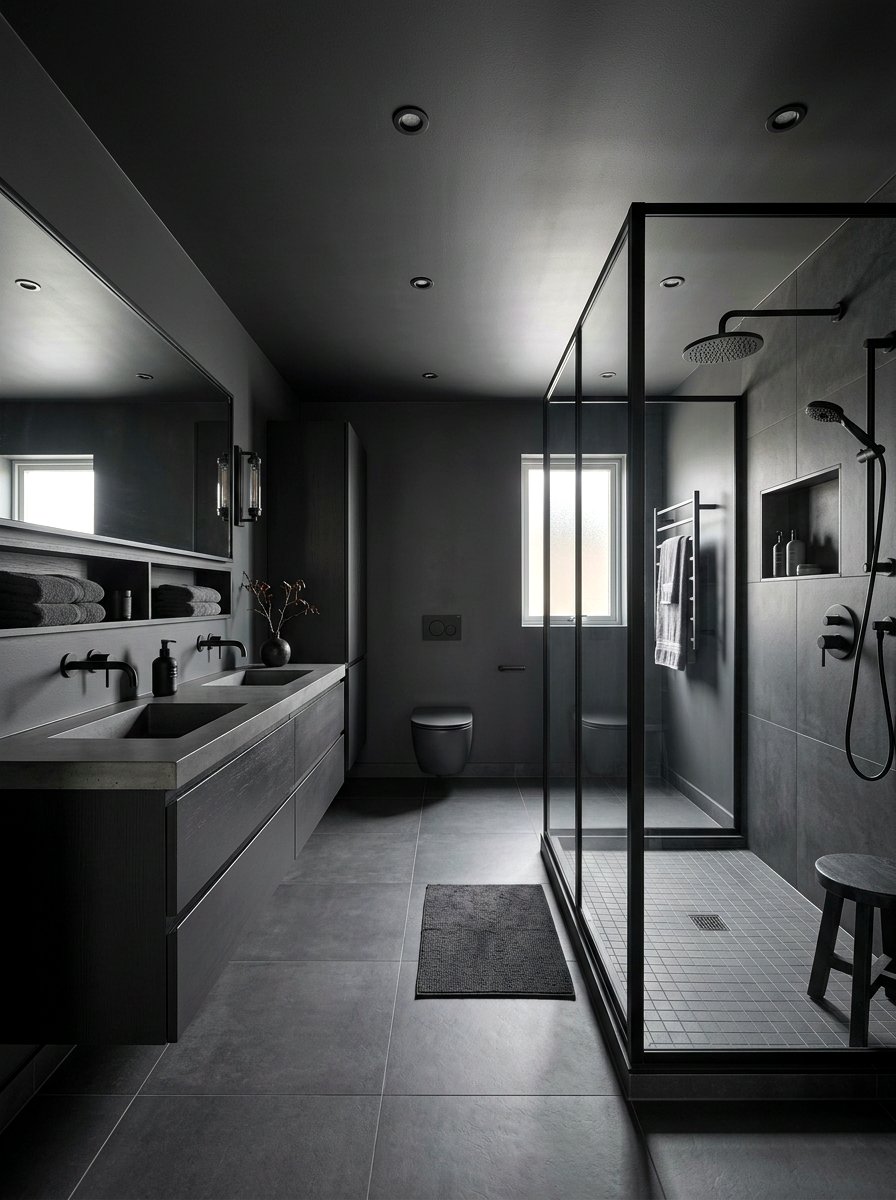 Charcoal Grey Modern Bathroom - 30 bathroom drenching ideas
