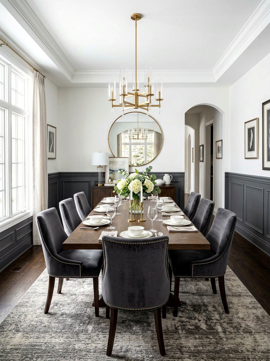 Charcoal Grey Wainscoting White Walls - 30 contrast trim wall ideas