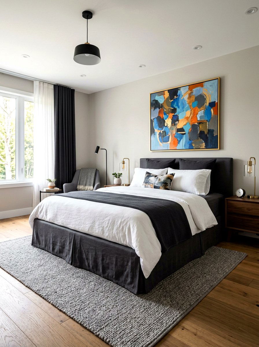 Charcoal Inverted Pleat Bed Skirt - 30 tailored bed skirt ideas