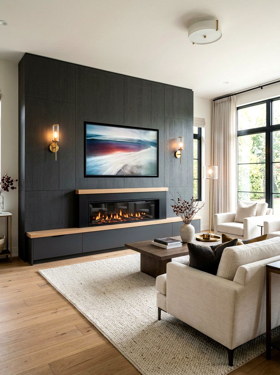 Charcoal TV Wall - 30 TV wall panel ideas