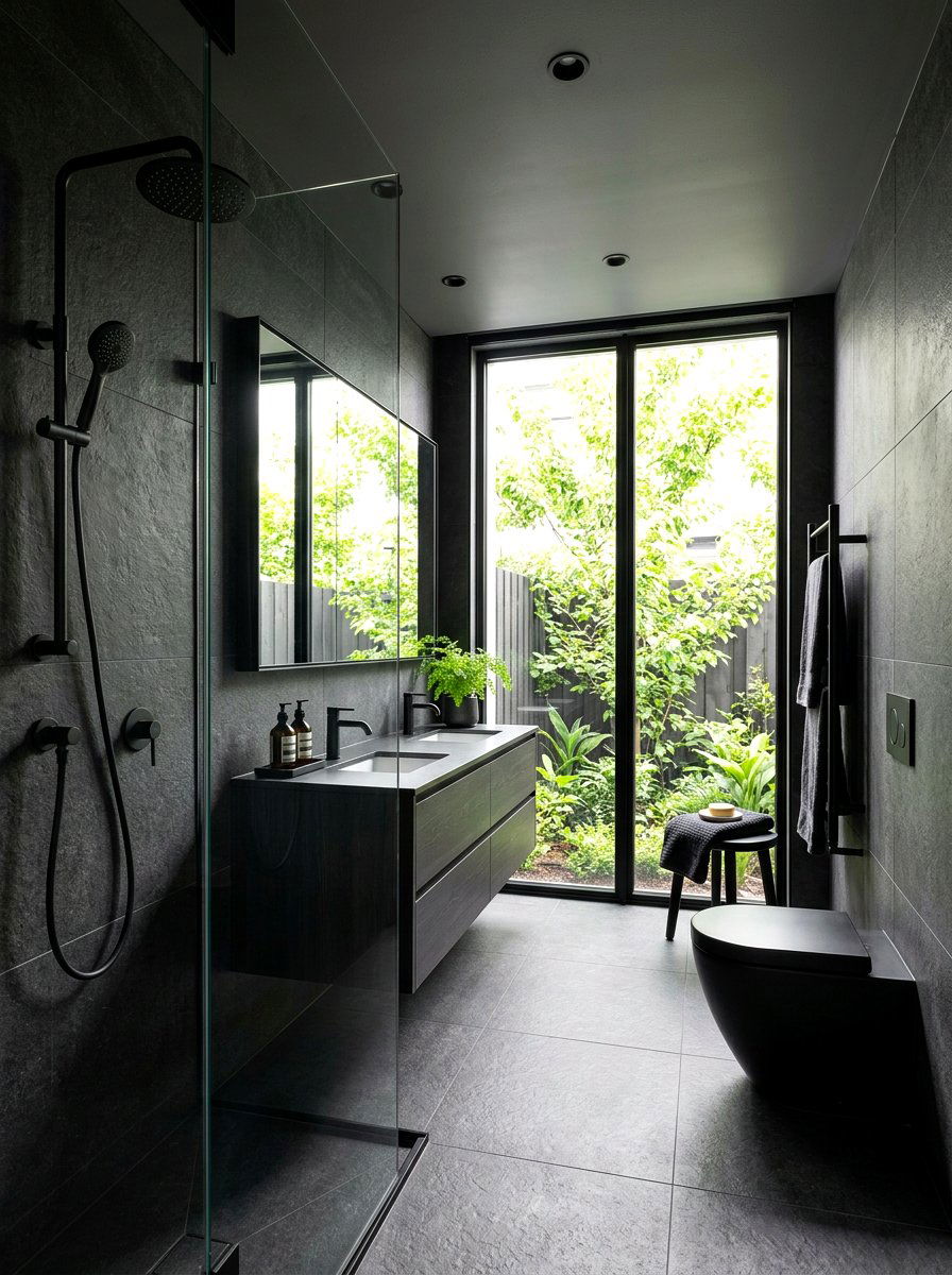 Charcoal and black bathroom - 30 charcoal bathroom ideas