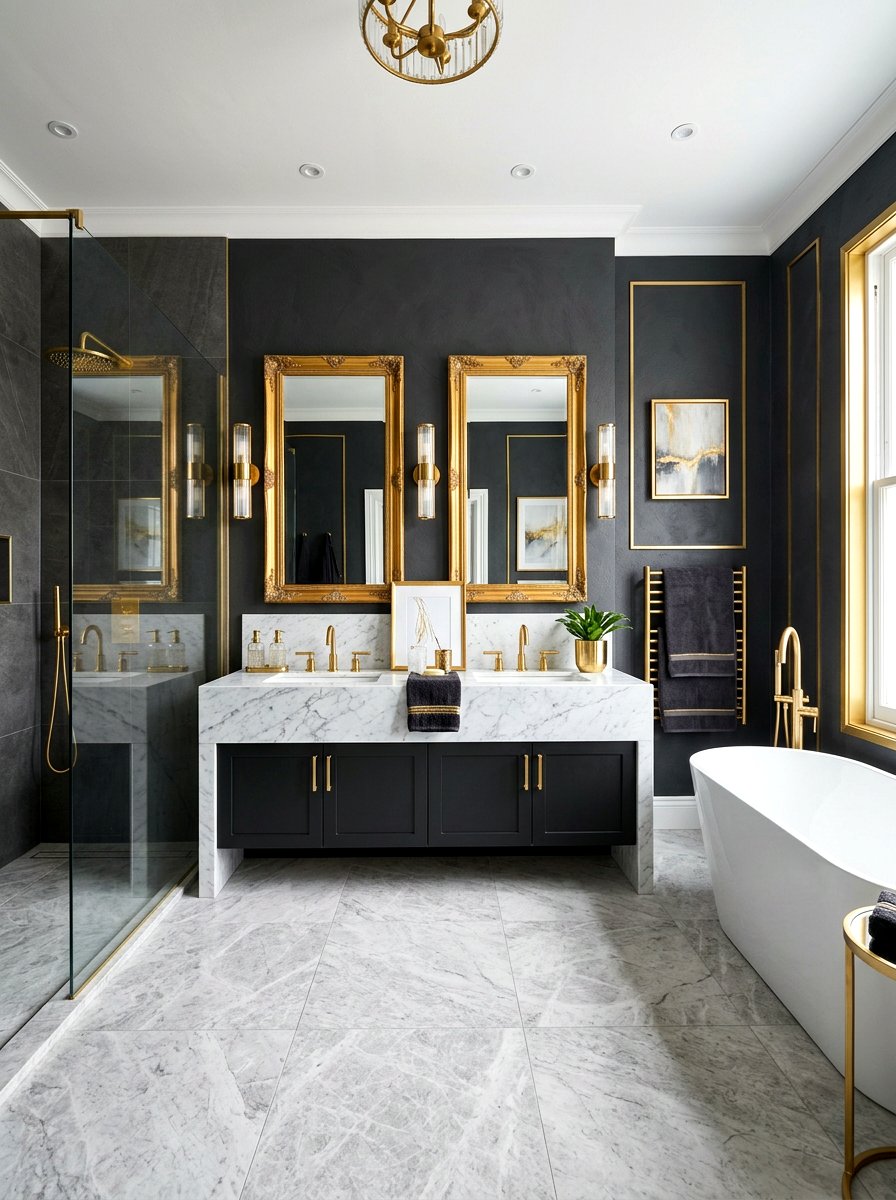 Charcoal and gold bathroom - 30 charcoal bathroom ideas