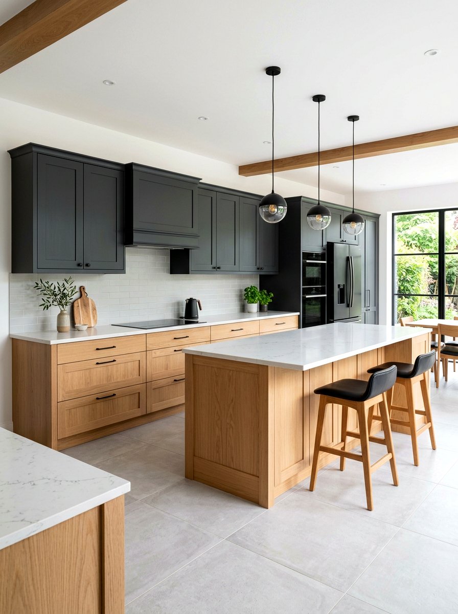 Charcoal and oak kitchen - 30 charcoal kitchen ideas