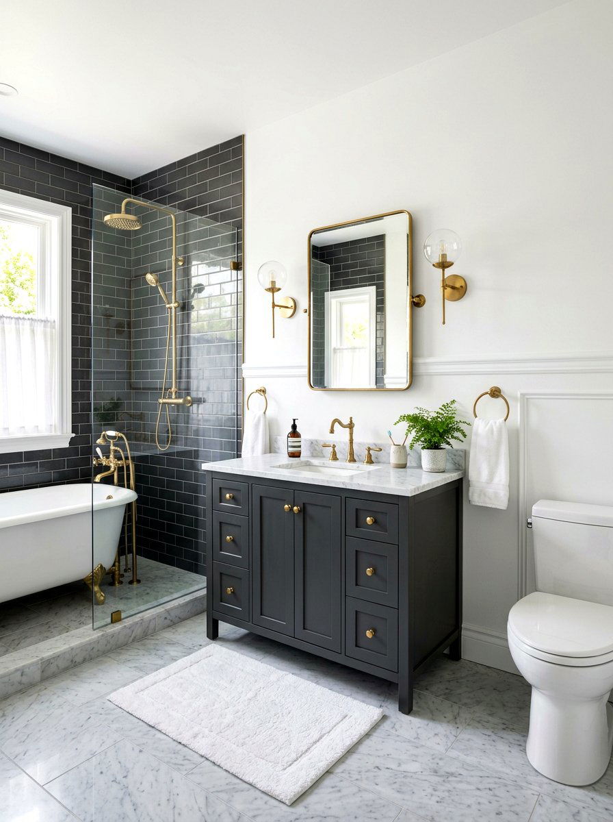 Charcoal and white bathroom - 30 charcoal bathroom ideas