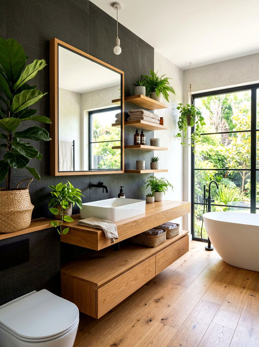 Charcoal and wood bathroom - 30 charcoal bathroom ideas