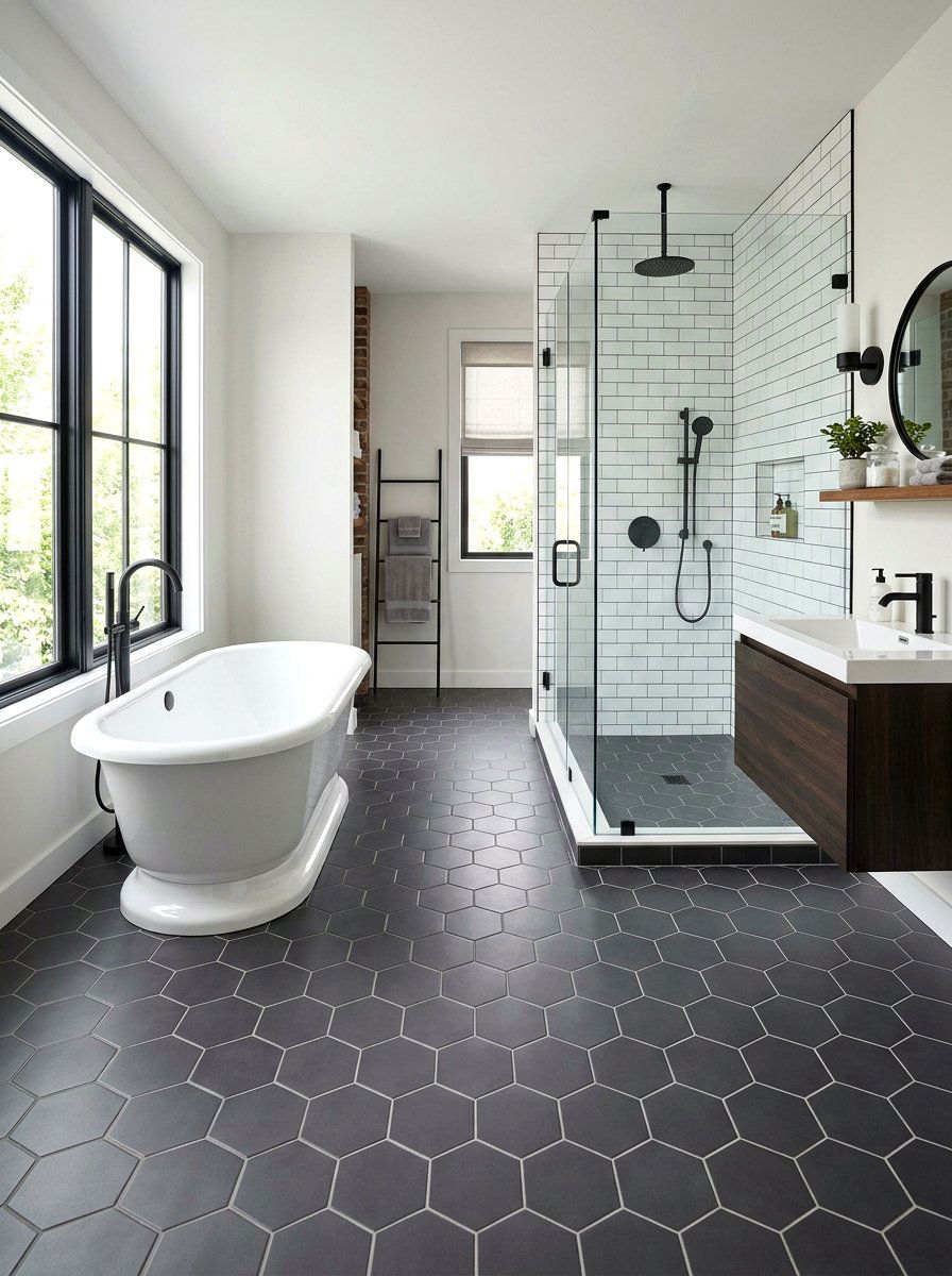 Charcoal bathroom floor tile - 30 charcoal bathroom ideas
