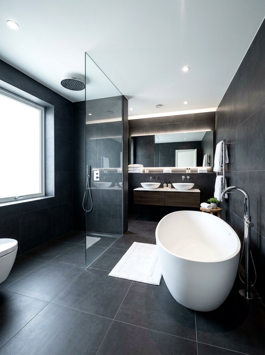 Charcoal bathroom tile - 30 charcoal bathroom ideas