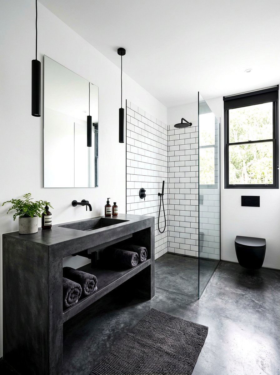 Charcoal concrete bathroom - 30 charcoal bathroom ideas