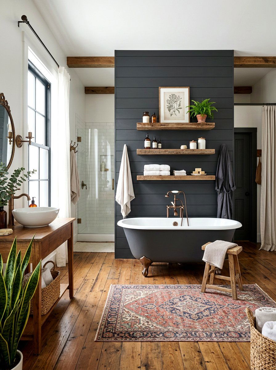 Charcoal farmhouse bathroom - 30 charcoal bathroom ideas