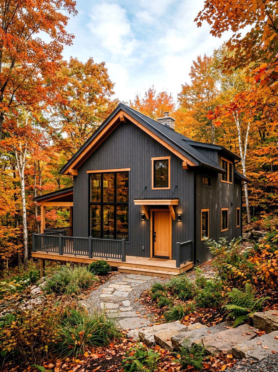 Charcoal gray cabin exterior - 30 cabin exterior ideas