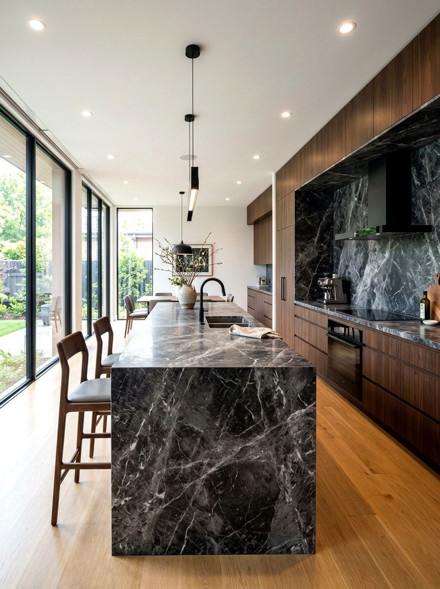 Charcoal gray marble - 30 moody kitchen ideas