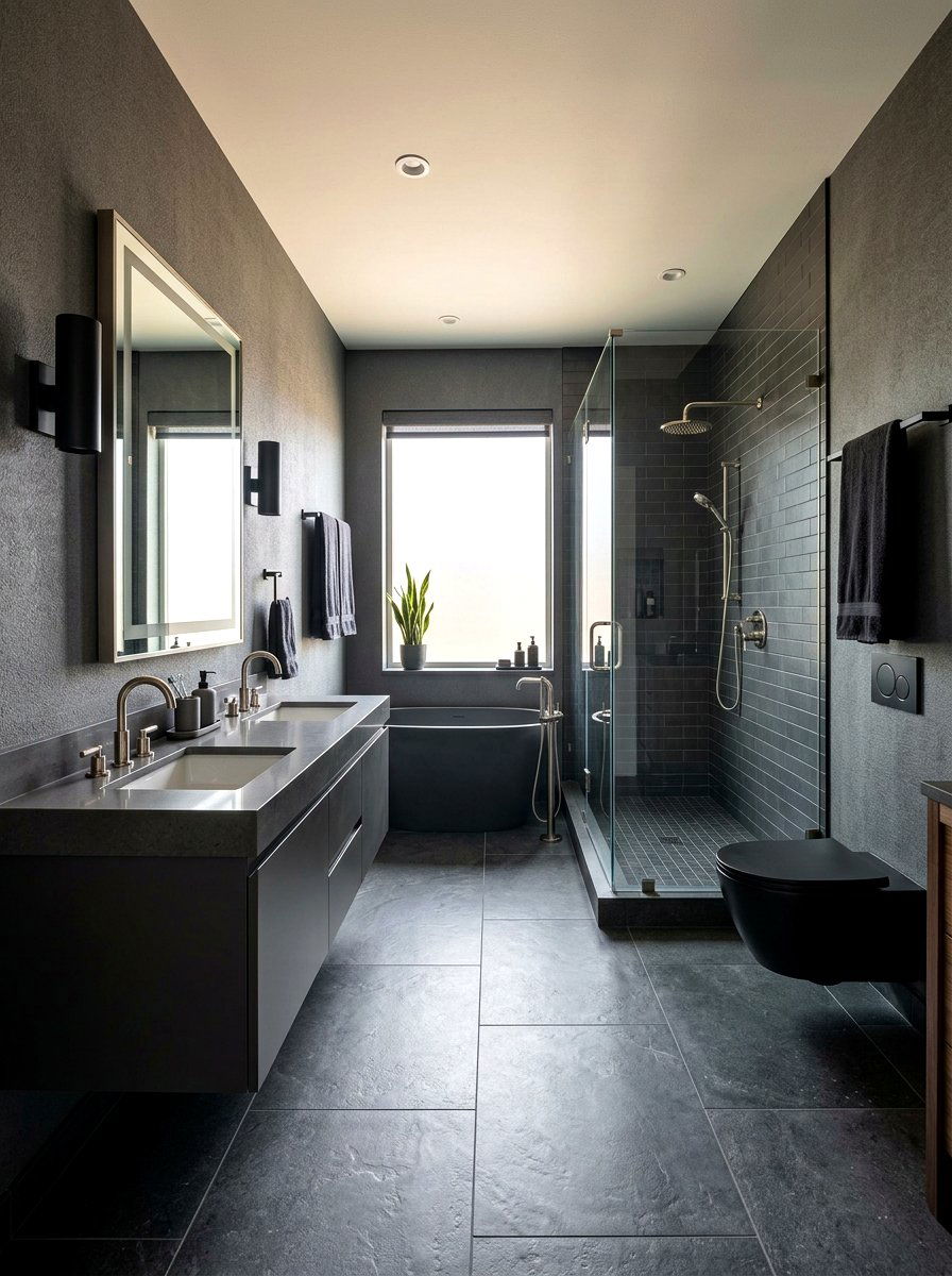 Charcoal gray mixed metal bathroom - 30 mixed metal bathroom decor ideas