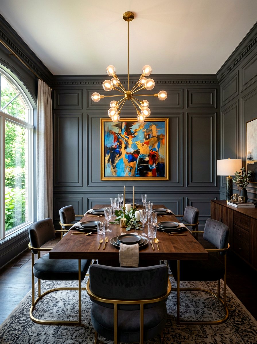 Charcoal gray wall molding - 30 dining room wall molding ideas