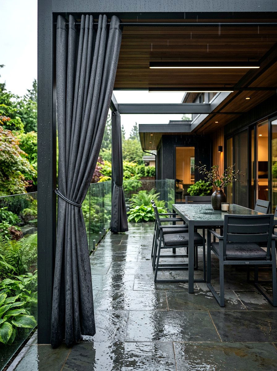 Charcoal gray waterproof curtains - 30 cabana curtain ideas