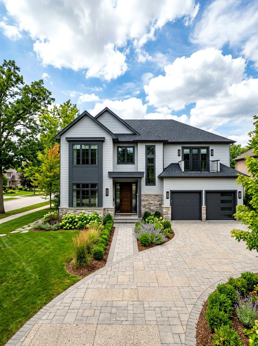 Charcoal gray window trim - 30 outdoor window trim ideas