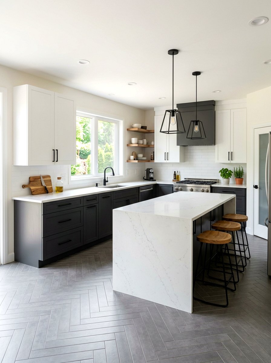 Charcoal grey and white kitchen cabinets - 30 kitchen paint cabinet combo ideas
