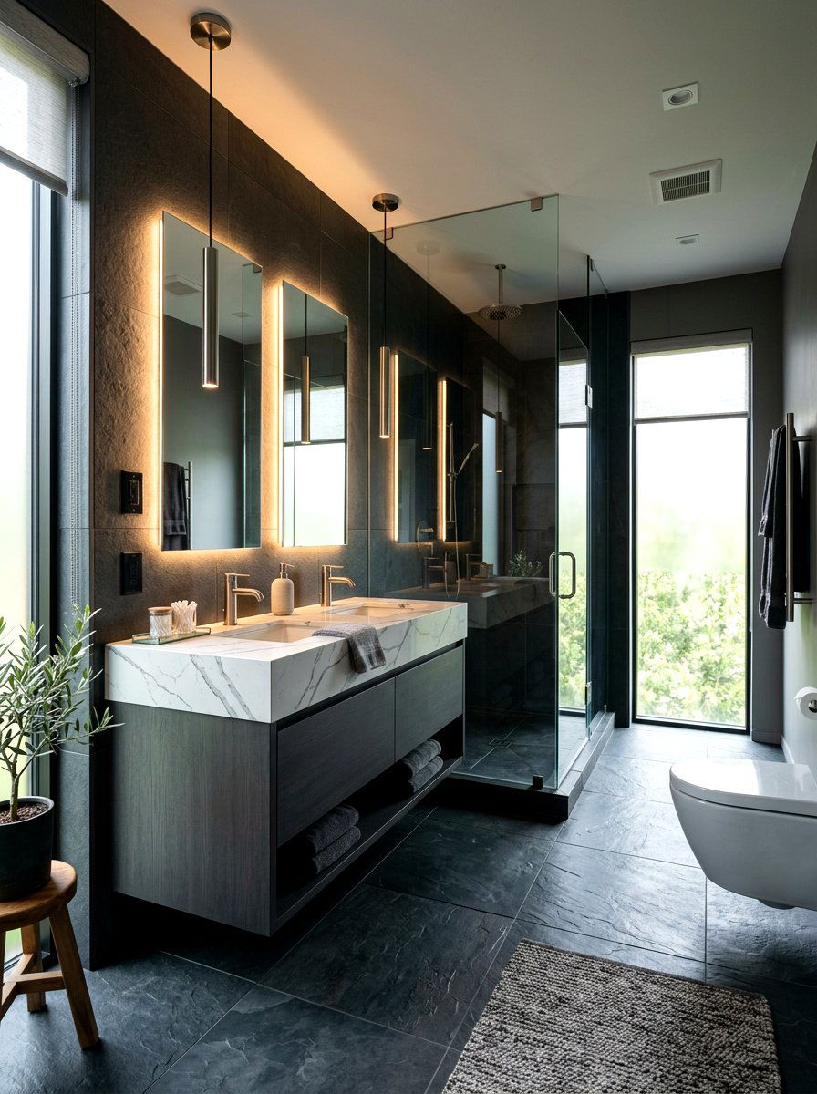 Charcoal grey bathroom vanity - 30 painted bathroom vanity ideas