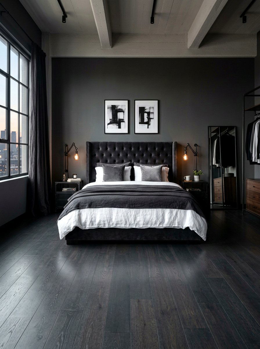 Charcoal grey floor - 30 painted floor ideas