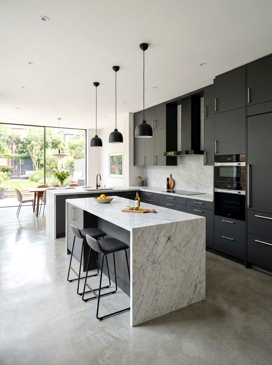 Charcoal kitchen cabinets white marble countertops - 30 charcoal kitchen ideas