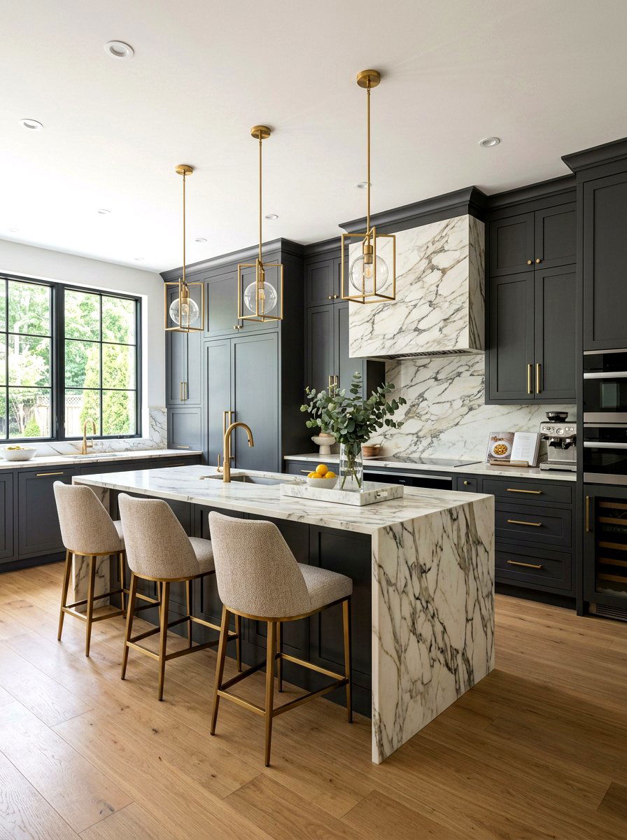 Charcoal kitchen marble backsplash - 30 charcoal kitchen ideas