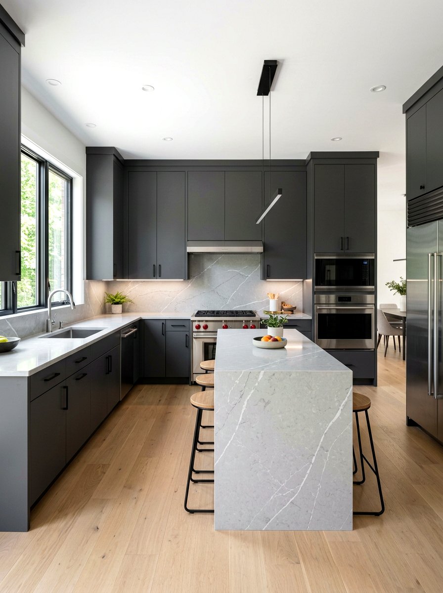 Charcoal kitchen quartz countertops - 30 charcoal kitchen ideas